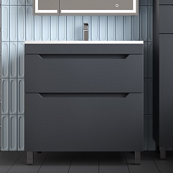 Style Line Тумба с раковиной Остин 80 графит матовый – фотография-6